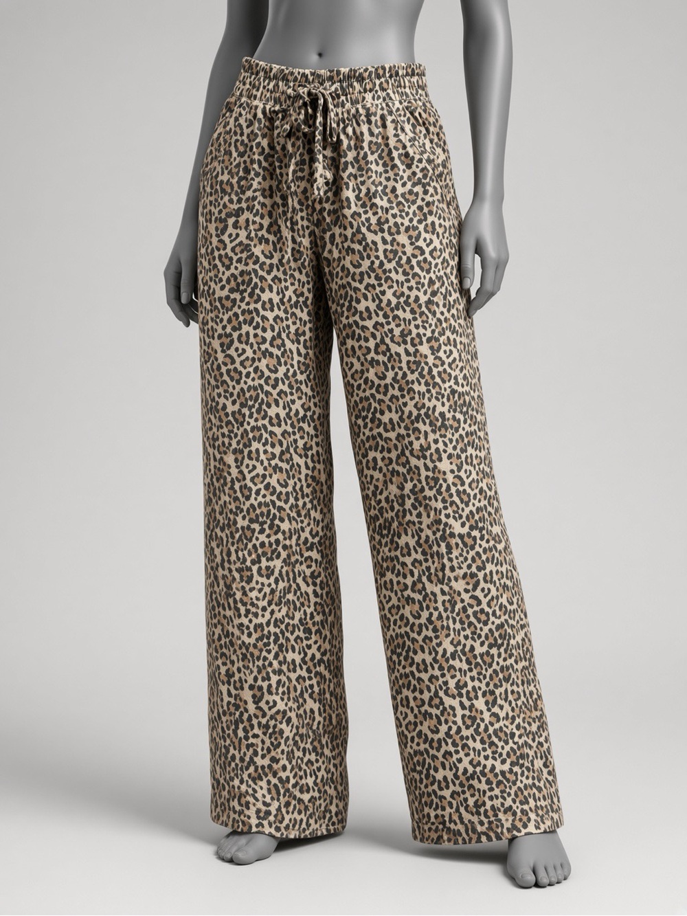 Sienna Sky Leopard-Print Wide Leg Pants - Tan & Black